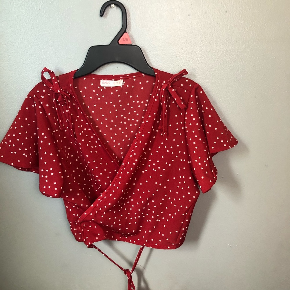 Red Star Wrap Top